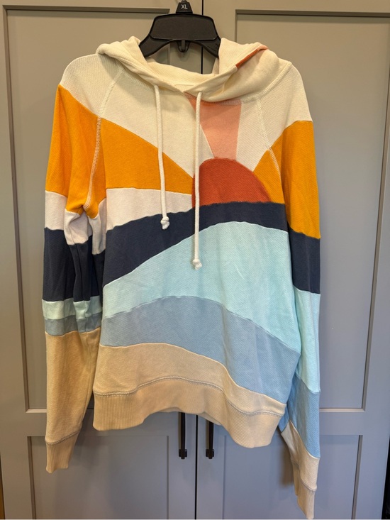 Faherty Tops - Faherty Multi-Color Sunburst Hooded Sweatshirt - Yellow, Blue, Tan, Cream